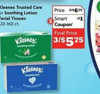 Family Dollar Kleenex trusted care or soothing lotion facial tissues offer
