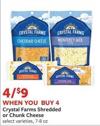Fareway Crystal farms shredded or chunk cheese offer