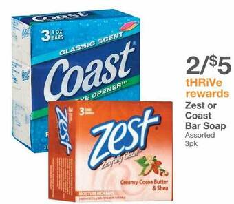 Kinney Drugs Zest or coast bar soap offer