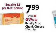 Tops Tops family size chunk cheese offer