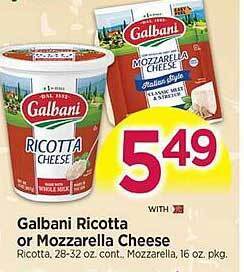 Tops Galbani ricotta or mozzarella cheese offer