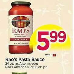 Tops Rao's pasta sauce offer