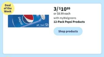 Walgreens 12-pack pepsi products offer