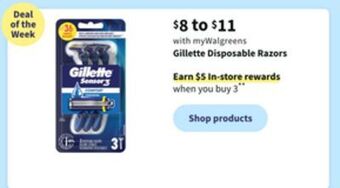 Walgreens Gillette disposable razors offer