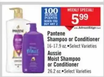 Price Chopper Pantene shampoo or conditioner aussie moist shampoo or conditioner offer