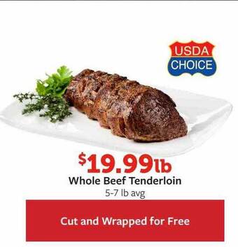 Fareway Whole beef tenderloin offer