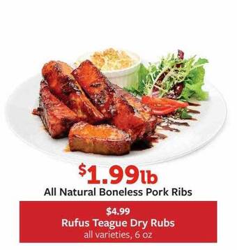 Fareway All natural boneless pork ribs offer
