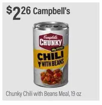Commissary Campbell's chunky chili with beans meal offer