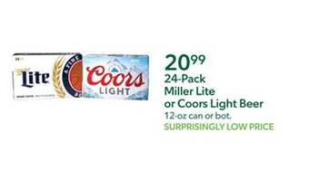 Publix 24-pack miller lite or coors light beer offer
