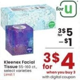 Albertsons Kleenex Facial Tissue 55-160 ct. offer