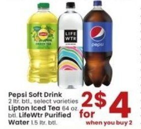 Albertsons Pepsi Soft Drinks 2 ltr. btl. offer