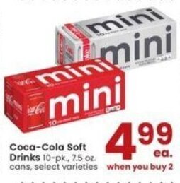 Albertsons Coca-Cola Soft Drinks 10-pk., 7.5 oz cans offer