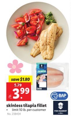 Lidl Skinless tilapia fillet offer