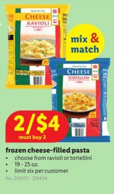 Lidl Frozen cheese-filled pasta offer