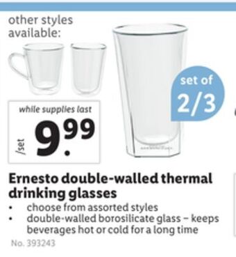Lidl Ernesto double-walled thermal drinking glasses offer