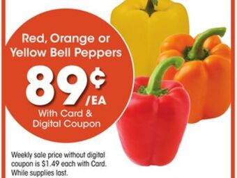 Kroger Red, orange or yellow bell peppers offer