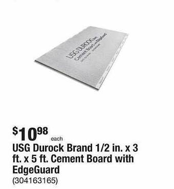 The Home Depot Usg durock brand 1-2 in. x 3 ft. x 5 ft. cement board with edgeguard offer