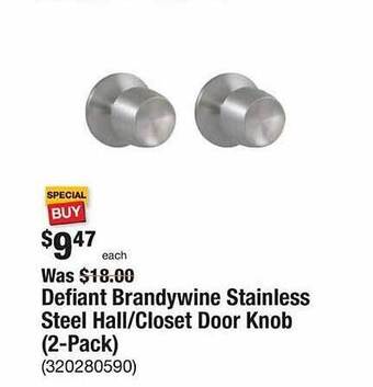 The Home Depot Defiant brandywine stainless steel hall closet door knob (2-pack) offer