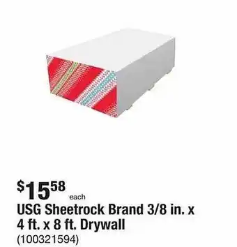 The Home Depot Usg sheetrock brand 3-8 in. x 4 ft. x 8 ft. drywall offer