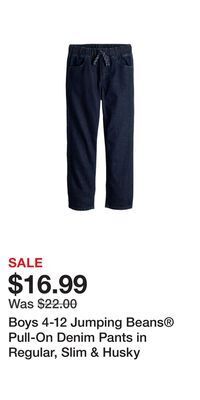 Kohl's Boys 4-12 jumping beans® pull-on denim pants in regular, slim & husky offer