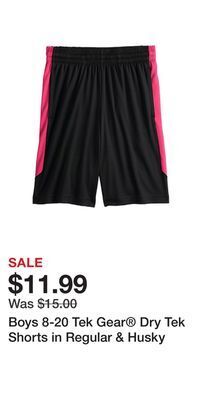 Kohl's Boys 8-20 tek gear® dry tek shorts in regular & husky offer