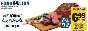 Food Lion Boneless new york strip steak offer