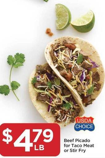 Food 4 Less Beef picado for taco meat or stir fry offer