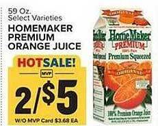 Food Lion Homemaker premium orange juice offer
