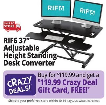 Ocean State Job Lot Rif6 37" adjustable height standing desk converter offer