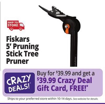 Ocean State Job Lot Fiskars 5' pruning stick tree pruner offer