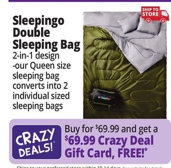 Ocean State Job Lot Sleepingo double sleeping bag offer