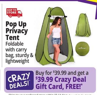 Ocean State Job Lot Pop up privacy tent offer