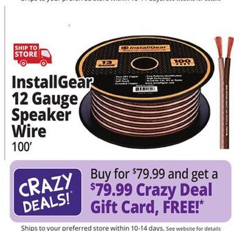 Ocean State Job Lot Installgear 12 gauge speaker wire offer