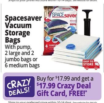 Ocean State Job Lot Spacesaver vacuum storage bags offer