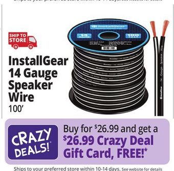 Ocean State Job Lot Installgear 14 gauge speaker wire offer