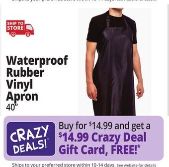 Ocean State Job Lot Waterproof rubber vinyl apron offer