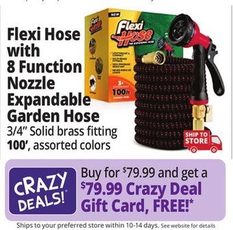 Ocean State Job Lot Flexi hose with 8 function nozzle expandable garden hose offer
