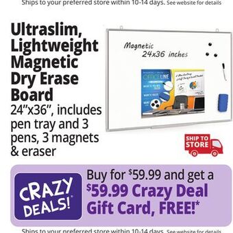 Ocean State Job Lot Ultraslim, lightweight magnetic dry erase board offer