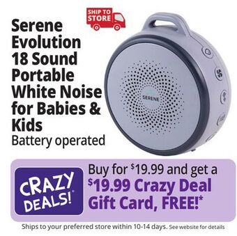 Ocean State Job Lot Serene evolution 18 sound portable white noise for babies & kids offer