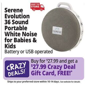 Ocean State Job Lot Serene evolution 36 sound portable white noise for babies & kids offer