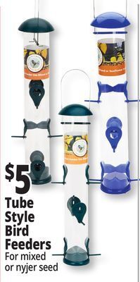 Ocean State Job Lot Tube style bird feeders offer