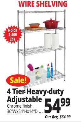 Ocean State Job Lot 4 tier heavy-duty adjustable offer