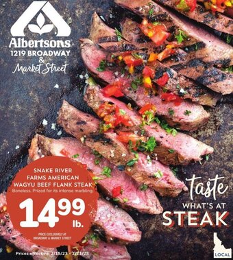 Albertsons Snake River Farms American Wagyu Beef Flank Steak offer