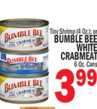 C Town Bumble bee white crabmeat 6 oz. cans offer