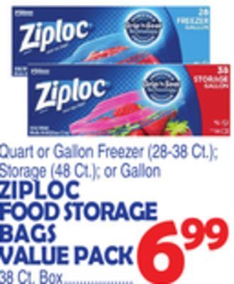 Bravo Supermarkets Ziploc food storage bags value pack, 38 ct. box offer
