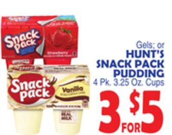 Bravo Supermarkets Hunt's snack pack pudding offer