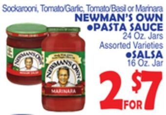 Bravo Supermarkets Newman's own pasta sauce, 24 oz. jars, salsa 16 oz. jar offer