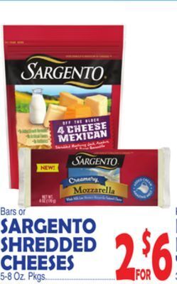 Bravo Supermarkets Sargento shredded cheeses offer