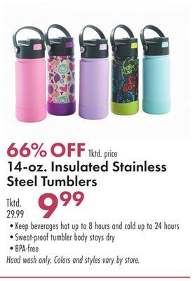 Boscov's 14-oz. insulated stainless steel tumblers offer