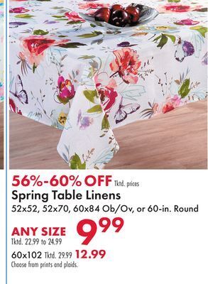 Boscov's Spring table linens offer